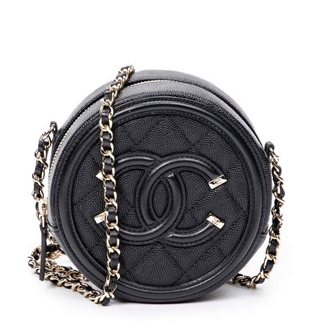 chanel caviar leather cc filigree round clutch with chain|Chanel Black Caviar CC Filigree Round Chain Clutch Available .